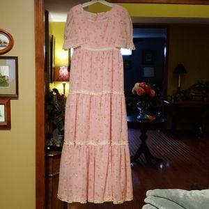 One-of-a-kind vintage rose dress w/ lace & velvet